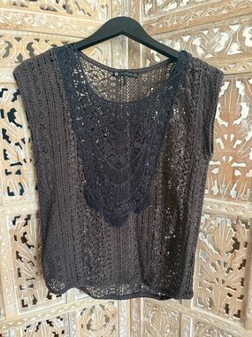 House of Harlow 1960 Crochet Lace Cap-Sleeve Women's Top